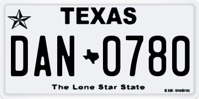 TX license plate DAN0780