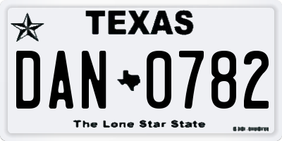 TX license plate DAN0782