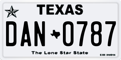 TX license plate DAN0787
