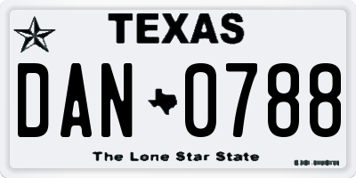TX license plate DAN0788