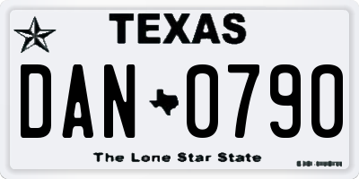 TX license plate DAN0790