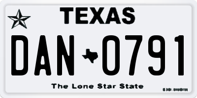 TX license plate DAN0791