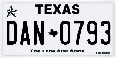 TX license plate DAN0793