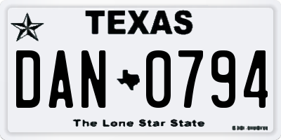 TX license plate DAN0794