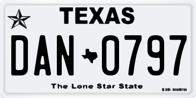 TX license plate DAN0797