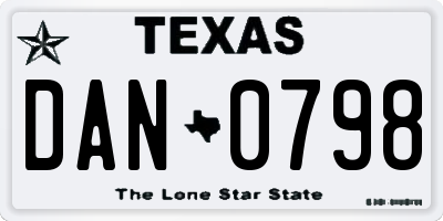 TX license plate DAN0798