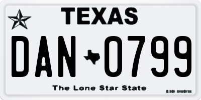 TX license plate DAN0799