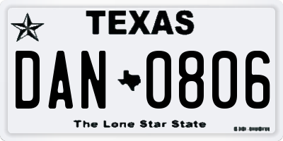 TX license plate DAN0806