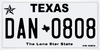 TX license plate DAN0808