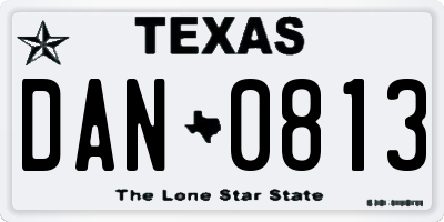 TX license plate DAN0813