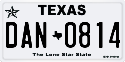 TX license plate DAN0814