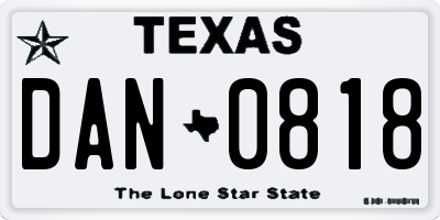 TX license plate DAN0818