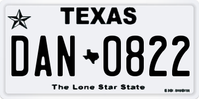 TX license plate DAN0822
