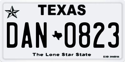 TX license plate DAN0823