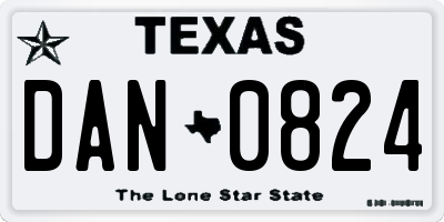TX license plate DAN0824