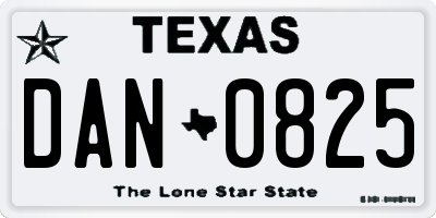 TX license plate DAN0825