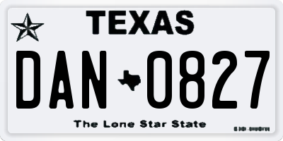 TX license plate DAN0827