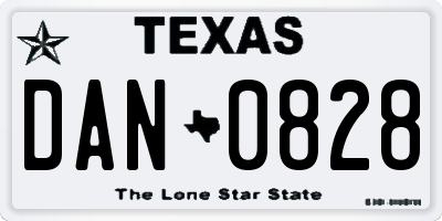 TX license plate DAN0828