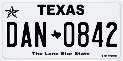 TX license plate DAN0842