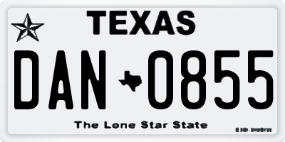 TX license plate DAN0855