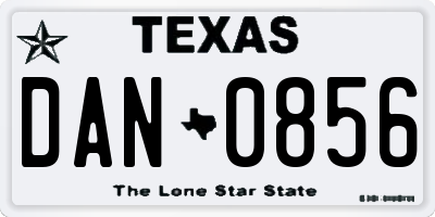 TX license plate DAN0856
