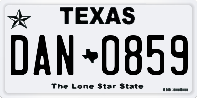 TX license plate DAN0859