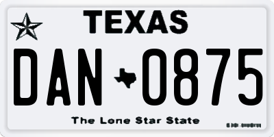 TX license plate DAN0875
