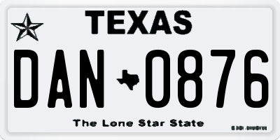TX license plate DAN0876