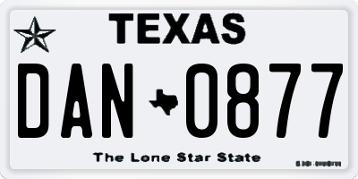 TX license plate DAN0877