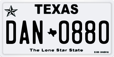 TX license plate DAN0880