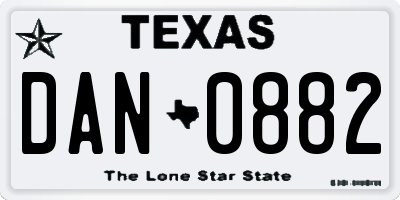 TX license plate DAN0882