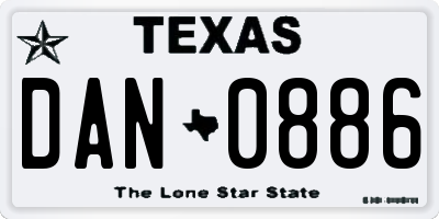 TX license plate DAN0886