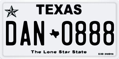 TX license plate DAN0888