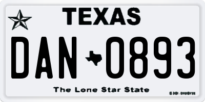 TX license plate DAN0893