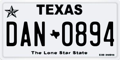 TX license plate DAN0894