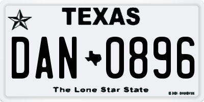 TX license plate DAN0896