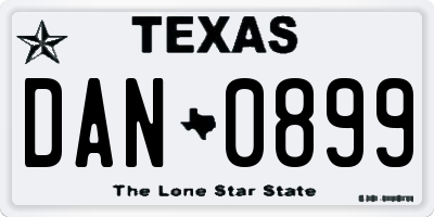 TX license plate DAN0899