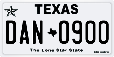 TX license plate DAN0900