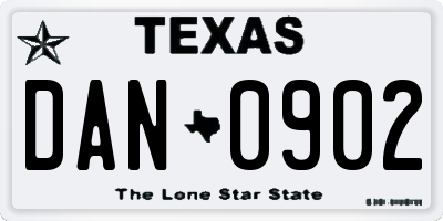 TX license plate DAN0902