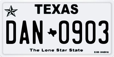 TX license plate DAN0903