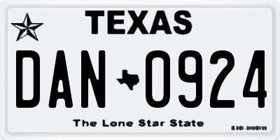 TX license plate DAN0924