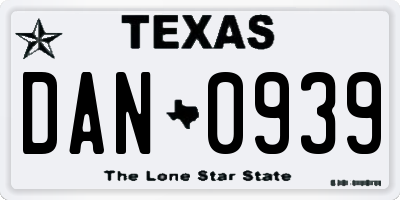 TX license plate DAN0939