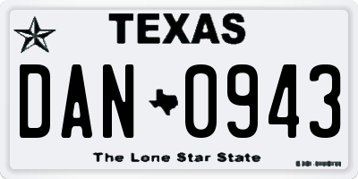 TX license plate DAN0943