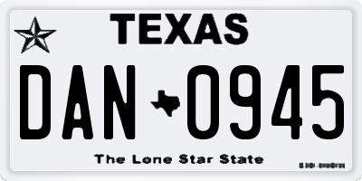 TX license plate DAN0945