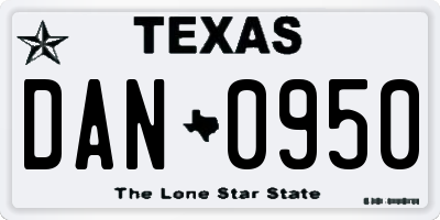 TX license plate DAN0950