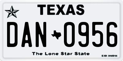 TX license plate DAN0956