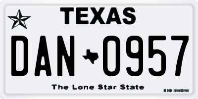 TX license plate DAN0957