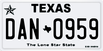 TX license plate DAN0959