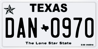 TX license plate DAN0970
