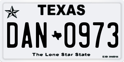 TX license plate DAN0973